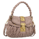 Miu Miu Matelasse Hand Bag Leather 2way Pink Gold Auth am13204V-1