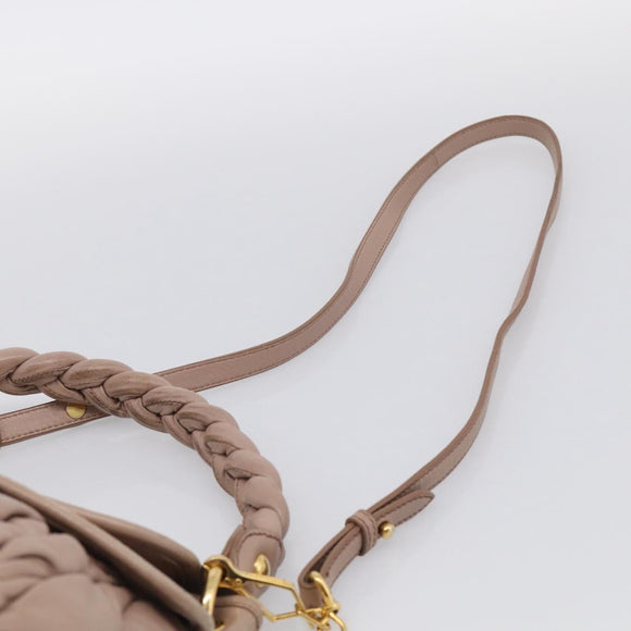 Miu Miu Matelasse Hand Bag Leather 2way Pink Gold Auth am13204V