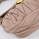 Miu Miu Matelasse Hand Bag Leather 2way Pink Gold Auth am13204V-14