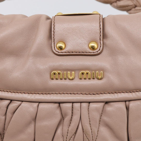 Miu Miu Matelasse Hand Bag Leather 2way Pink Gold Auth am13204V