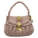 Miu Miu Matelasse Hand Bag Leather 2way Pink Gold Auth am13204V-2