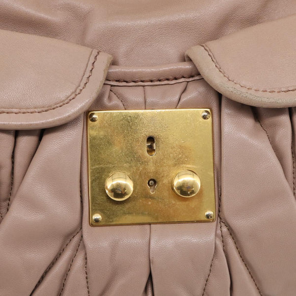 Miu Miu Matelasse Hand Bag Leather 2way Pink Gold Auth am13204V