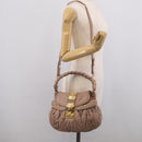 Miu Miu Matelasse Hand Bag Leather 2way Pink Gold Auth am13204V-37