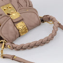 Miu Miu Matelasse Hand Bag Leather 2way Pink Gold Auth am13204V-7
