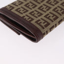 FENDI Zucchino Canvas Long Wallet Brown Gold Auth am13205V-10