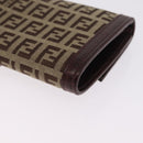 FENDI Zucchino Canvas Long Wallet Brown Gold Auth am13205V-11