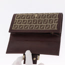 FENDI Zucchino Canvas Long Wallet Brown Gold Auth am13205V-13