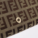 FENDI Zucchino Canvas Long Wallet Brown Gold Auth am13205V-15