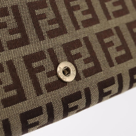 FENDI Zucchino Canvas Long Wallet Brown Gold Auth am13205V
