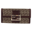 FENDI Zucchino Canvas Long Wallet Brown Gold Auth am13205V-2