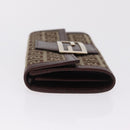 FENDI Zucchino Canvas Long Wallet Brown Gold Auth am13205V-5