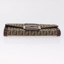 FENDI Zucchino Canvas Long Wallet Brown Gold Auth am13205V-7