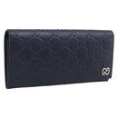 GUCCI GG Canvas Guccissima Long Wallet Leather Black Silver 481727 Auth am13207V-1
