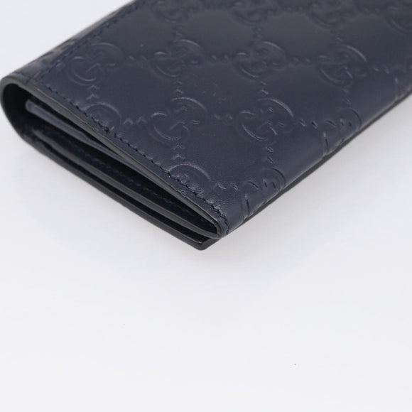 GUCCI GG Canvas Guccissima Long Wallet Leather Black Silver 481727 Auth am13207V