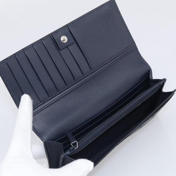 GUCCI GG Canvas Guccissima Long Wallet Leather Black Silver 481727 Auth am13207V