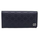 GUCCI GG Canvas Guccissima Long Wallet Leather Black Silver 481727 Auth am13207V-2