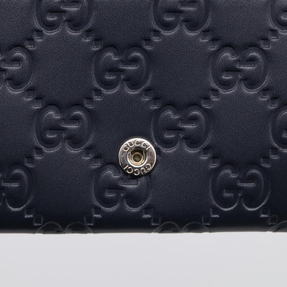 GUCCI GG Canvas Guccissima Long Wallet Leather Black Silver 481727 Auth am13207V