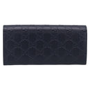 GUCCI GG Canvas Guccissima Long Wallet Leather Black Silver 481727 Auth am13207V-3