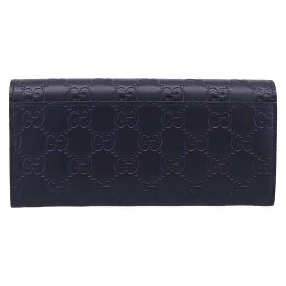 GUCCI GG Canvas Guccissima Long Wallet Leather Black Silver 481727 Auth am13207V