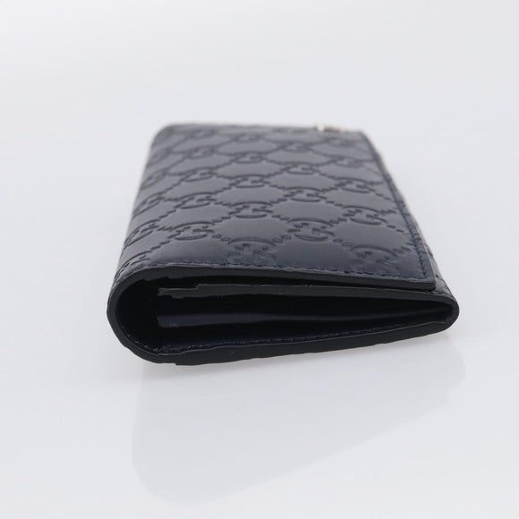 GUCCI GG Canvas Guccissima Long Wallet Leather Black Silver 481727 Auth am13207V