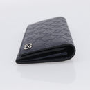 GUCCI GG Canvas Guccissima Long Wallet Leather Black Silver 481727 Auth am13207V-5