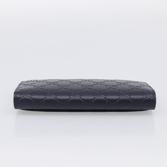 GUCCI GG Canvas Guccissima Long Wallet Leather Black Silver 481727 Auth am13207V