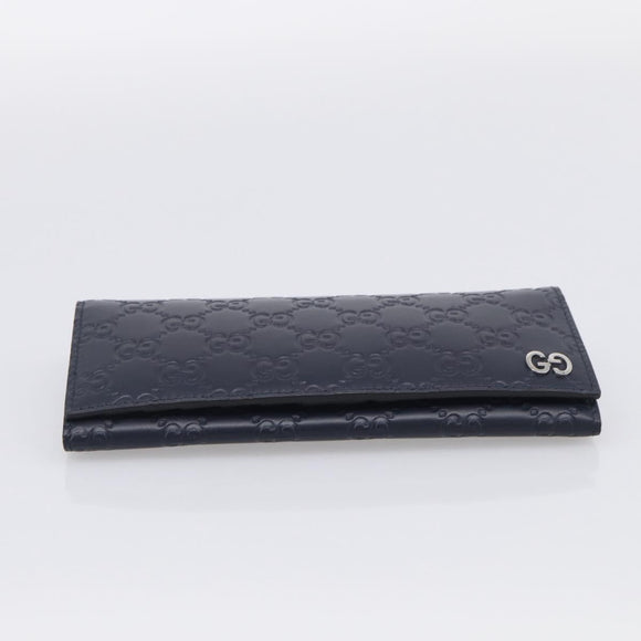 GUCCI GG Canvas Guccissima Long Wallet Leather Black Silver 481727 Auth am13207V