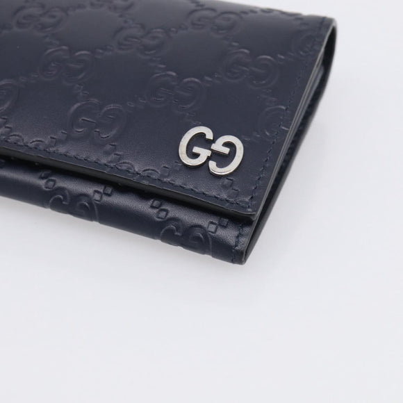GUCCI GG Canvas Guccissima Long Wallet Leather Black Silver 481727 Auth am13207V