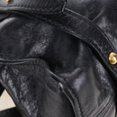 Miu Miu Side Ribbon Shoulder Bag Leather Black Gold Auth am13208V-10