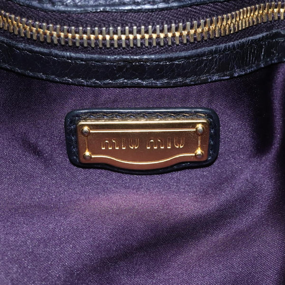 Miu Miu Side Ribbon Shoulder Bag Leather Black Gold Auth am13208V