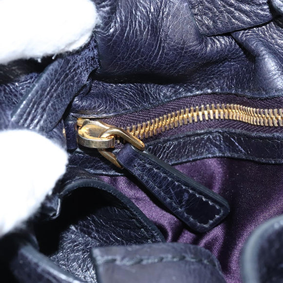 Miu Miu Side Ribbon Shoulder Bag Leather Black Gold Auth am13208V