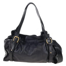 Miu Miu Side Ribbon Shoulder Bag Leather Black Gold Auth am13208V-3