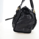 Miu Miu Side Ribbon Shoulder Bag Leather Black Gold Auth am13208V-4