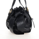 Miu Miu Side Ribbon Shoulder Bag Leather Black Gold Auth am13208V-5