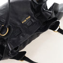 Miu Miu Side Ribbon Shoulder Bag Leather Black Gold Auth am13208V-6