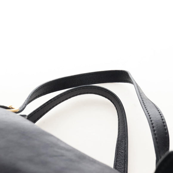 Miu Miu Side Ribbon Shoulder Bag Leather Black Gold Auth am13208V