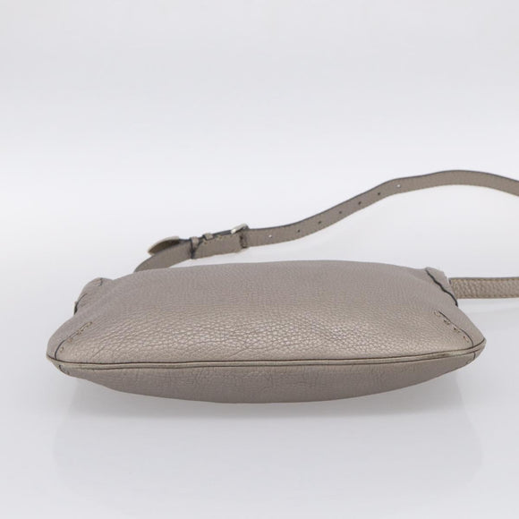 FENDI Celeria Shoulder Bag Leather Silver 8BT146 Auth am13209V