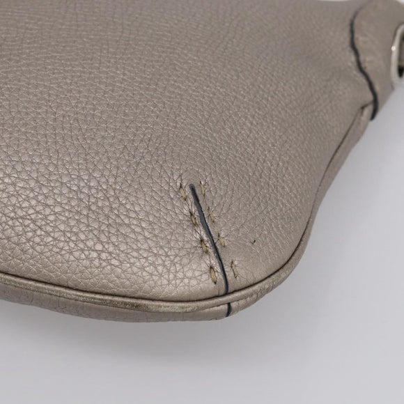 FENDI Celeria Shoulder Bag Leather Silver 8BT146 Auth am13209V