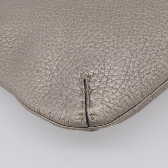 FENDI Celeria Shoulder Bag Leather Silver 8BT146 Auth am13209V