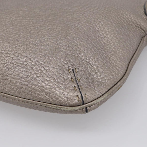 FENDI Celeria Shoulder Bag Leather Silver 8BT146 Auth am13209V