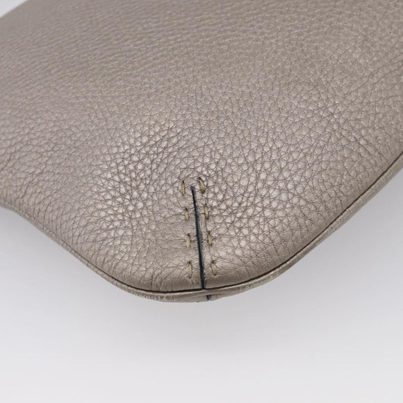 FENDI Celeria Shoulder Bag Leather Silver 8BT146 Auth am13209V