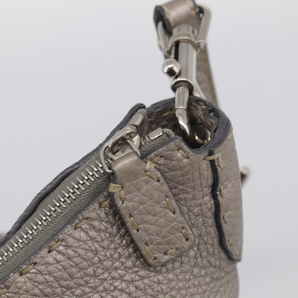 FENDI Celeria Shoulder Bag Leather Silver 8BT146 Auth am13209V