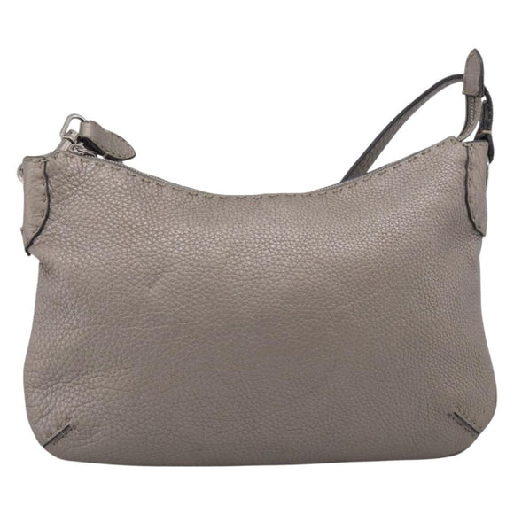 FENDI Celeria Shoulder Bag Leather Silver 8BT146 Auth am13209V