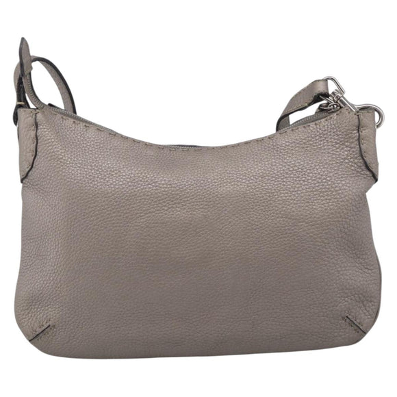 FENDI Celeria Shoulder Bag Leather Silver 8BT146 Auth am13209V