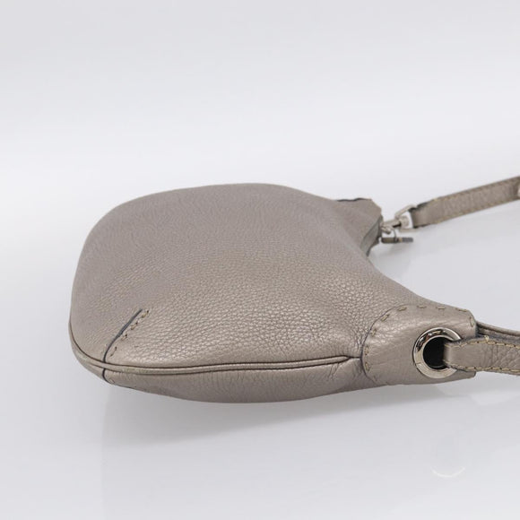 FENDI Celeria Shoulder Bag Leather Silver 8BT146 Auth am13209V