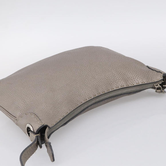 FENDI Celeria Shoulder Bag Leather Silver 8BT146 Auth am13209V