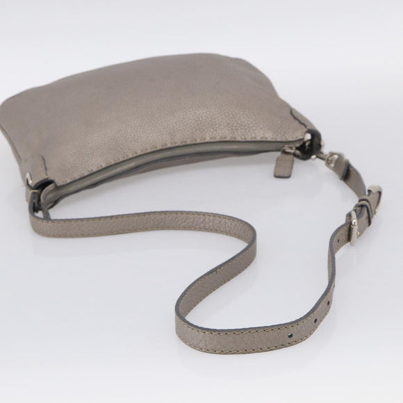 FENDI Celeria Shoulder Bag Leather Silver 8BT146 Auth am13209V