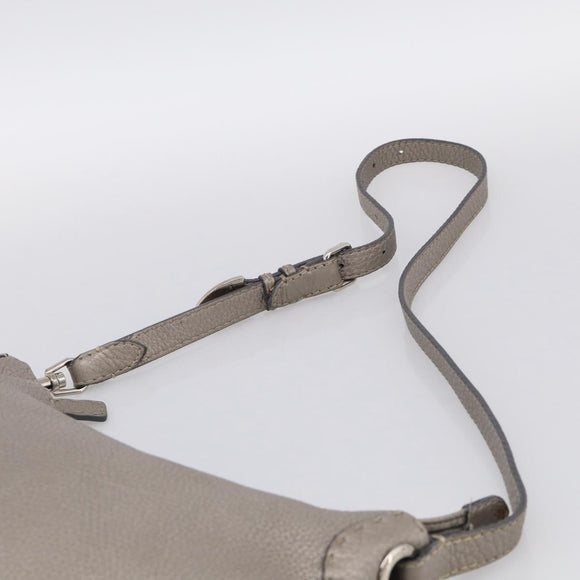 FENDI Celeria Shoulder Bag Leather Silver 8BT146 Auth am13209V