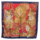 Salvatore Ferragamo Lion Scarf Silk Black Auth am13214V-1