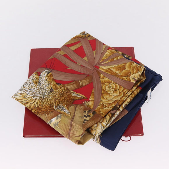 Salvatore Ferragamo Lion Scarf Silk Black Auth am13214V